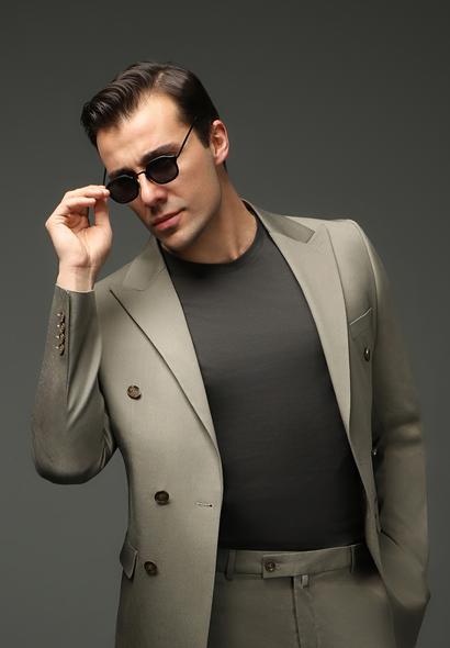 Erkek Giyim - KOYU ANTRASİT 4X Beden Bisiklet Yaka Slim Fit Dar Kesim Süprem Pamuklu Tişört