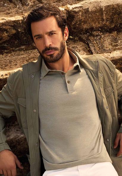 Erkek Giyim - KOYU HAKİ XXL Beden Slim Fit Dar Kesim Pamuklu Polo Yaka Tişört